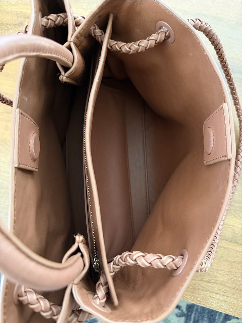 Quince Woven Leather Tote in Cognac Brown - Picture 7 of 7
